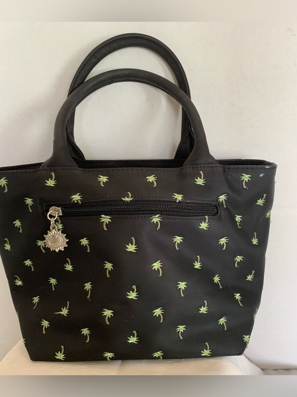 Black Palm Tree Print Tote Bag